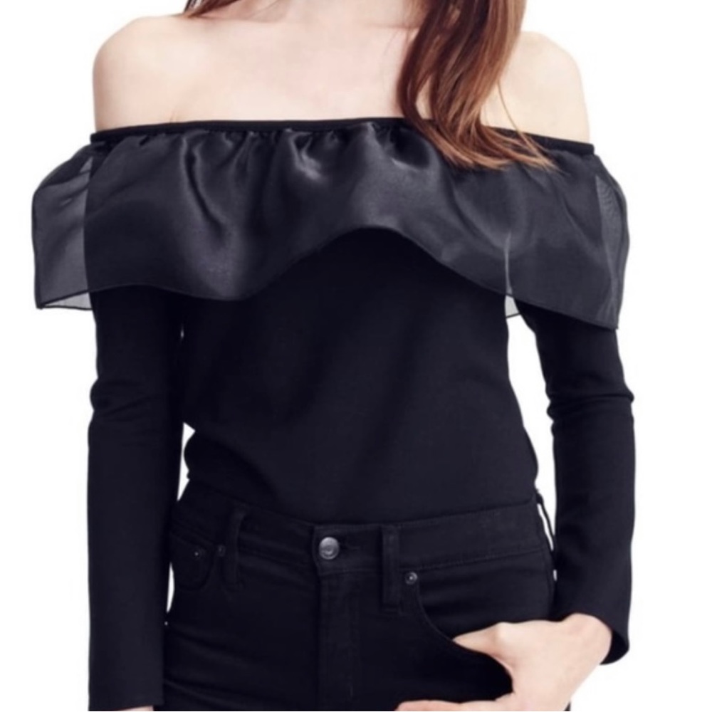 J.Crew off shoulder top w organza ruffle top Size Small